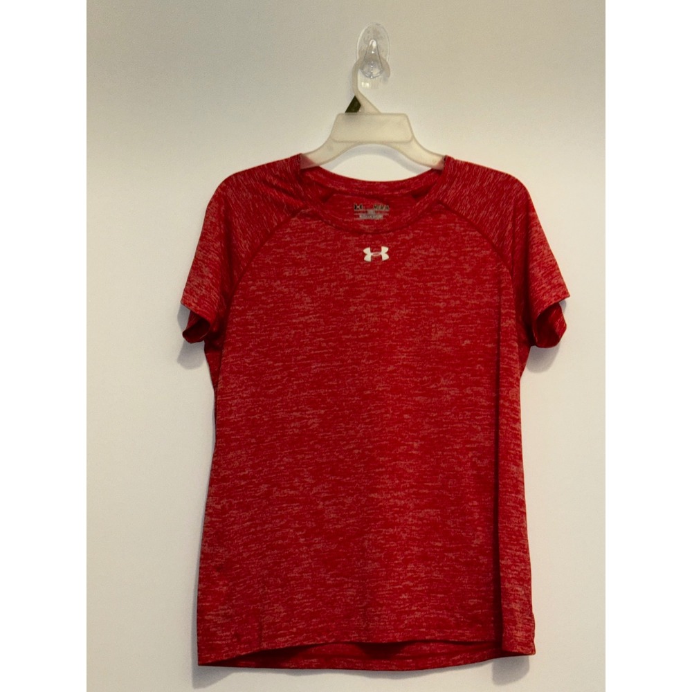 Under Armour Womens HeatGear Red Space Dye Performance T-Shirt Medium Loose Fit